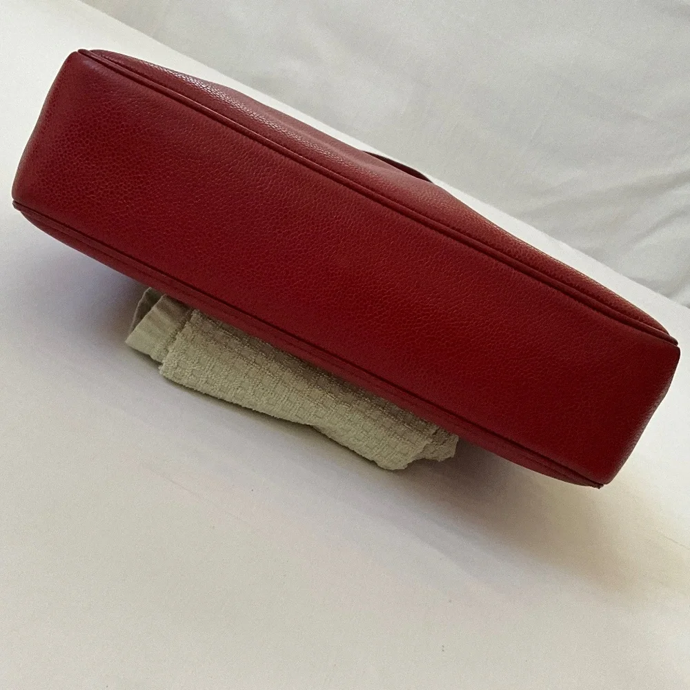 CHANEL Vintage CC Caviar Leather Shoulder Tote Red - Picture 5 of 16